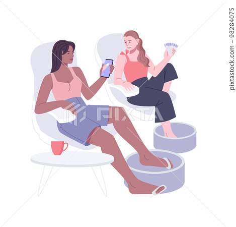 Pedicure salon isolated cartoon vector illustrations. Pedicure salon isolated cartoon vector illustrations. 98284075