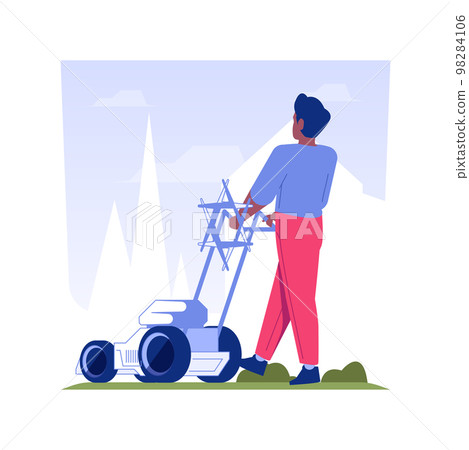 Lawn scarification isolated concept vector illustration. Lawn scarification isolated concept vector illustration. 98284106