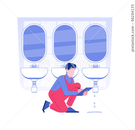Plumbing inspection isolated concept vector illustration. Plumbing inspection isolated concept vector illustration. 98284135