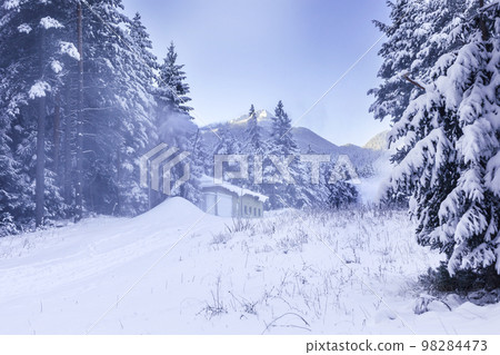 Bansko, Bulgaria ski road, resort panorama 98284473