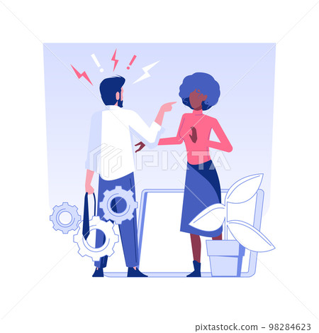 Conflict at a workplace isolated concept vector illustration. Conflict at a workplace isolated concept vector illustration. 98284623
