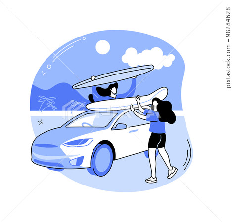 Surf trip isolated cartoon vector illustrations. Surf trip isolated cartoon vector illustrations. 98284628