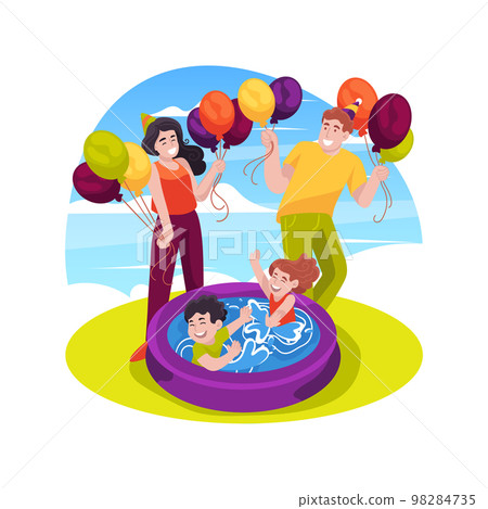Backyard fun isolated cartoon vector illustration. Backyard fun isolated cartoon vector illustration. 98284735