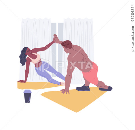 Fitness couple isolated cartoon vector illustrations. Fitness couple isolated cartoon vector illustrations. 98284824