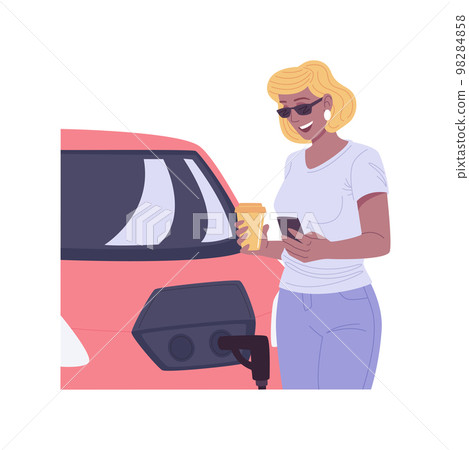 Car charging service isolated cartoon vector illustrations. 98284858