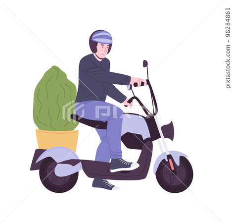 Electric motorcycle isolated cartoon vector illustrations. Electric motorcycle isolated cartoon vector illustrations. 98284861