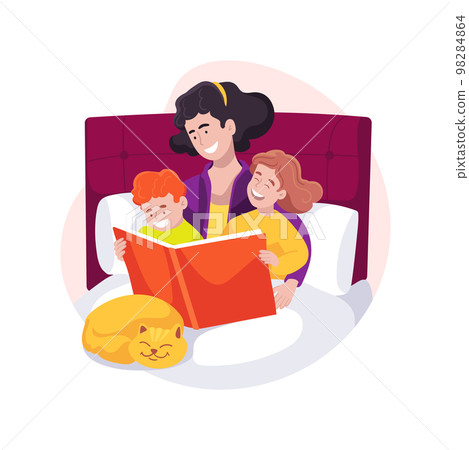 Listen to kids stories isolated cartoon vector illustration. 98284864