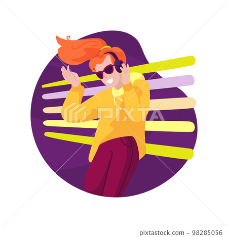 Listening to electronic music isolated cartoon vector illustration. Listening to electronic music isolated cartoon vector illustration. 98285056