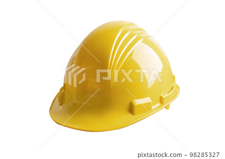 Safety first hard helmet hat isolated on white background with clipping path. Safety first hard helmet hat isolated on white background with clipping path. 98285327