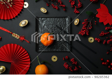 Concept of Happy Chinese new year, top view 98285362