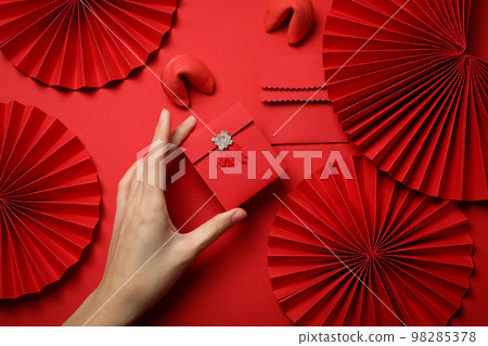 Concept of Happy Chinese new year, top view Concept of Happy Chinese new year, top view 98285378
