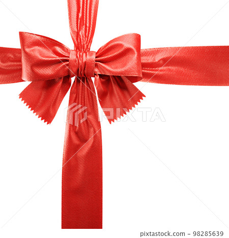 Red ribbon bow on white background. 3d 98285639