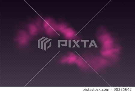Pink smoke, colorful fog, realistic smog, haze, mist or cloudiness effect. 98285642