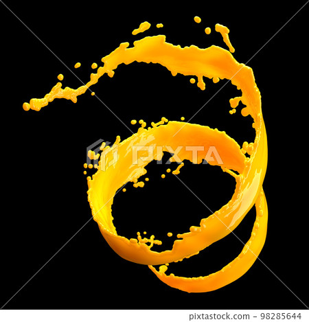 orange juice splash isolated on black background orange juice splash isolated on black background 98285644