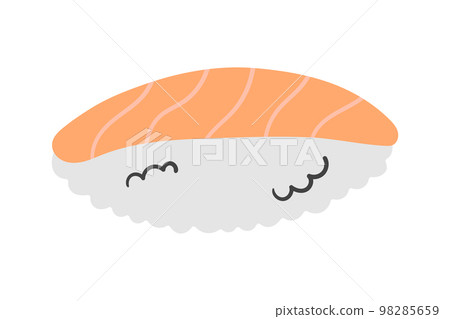 Japanese food sushi with salmon in the flat doodle style. vector illustration for menu restaurant, food delivery 98285659