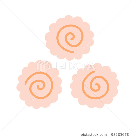 Narutomaki or kamaboko surimi icon simple. Vector cartoon flat doodle illustration isolated on white background. Narutomaki or kamaboko surimi icon simple. Vector cartoon flat doodle illustration isolated on white background. 98285678