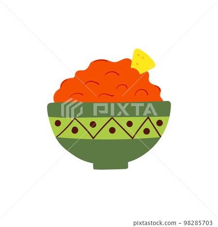 Nachos Chips With Sauce Salsa. Traditional Mexican Cuisine Food. Flat Vector Illustration Nachos Chips With Sauce Salsa. Traditional Mexican Cuisine Food. Flat Vector Illustration 98285703