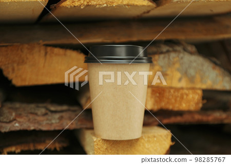 Blank paper cup outdoor, space for text Blank paper cup outdoor, space for text 98285767