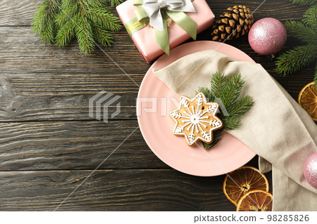 New Year's table setting, space for text New Year's table setting, space for text 98285826