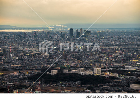 《Aichi Prefecture》Kasugai City View from the summit of Mt. Miroku Evening view in the direction of Nagoya City 98286163