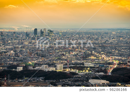 《Aichi Prefecture》Kasugai City View from the summit of Mt. Miroku Evening view in the direction of Nagoya City 98286166