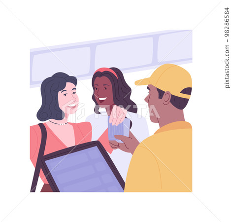 Getting tickets isolated cartoon vector illustrations. 98286584