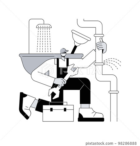 Plumber services abstract concept vector illustration. Plumber services abstract concept vector illustration. 98286888