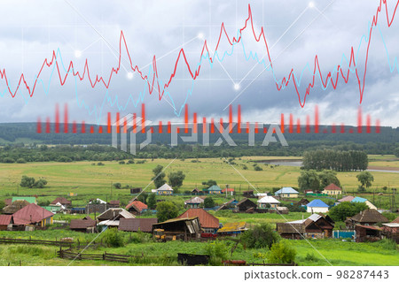 Old houses, in place of which new ones need to be built. Real estate investments, graph Old houses, in place of which new ones need to be built. Real estate investments, graph 98287443