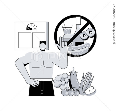 Weight loss diet abstract concept vector illustration. Weight loss diet abstract concept vector illustration. 98288376