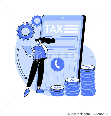 Phone tax filing abstract concept vector illustration. 98288557