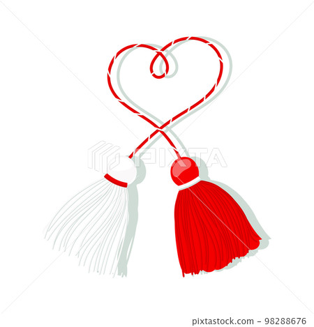 Martisor, red-white holiday symbol of the beginning of spring, Bulgarian, Moldavian and Romanian holiday. Holiday card, banner, vector 98288676
