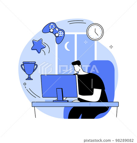 Gaming disorder abstract concept vector illustration. Gaming disorder abstract concept vector illustration. 98289082