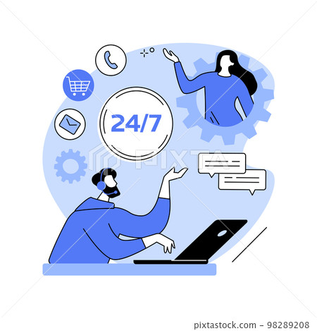 24-7 service abstract concept vector illustration. 98289208