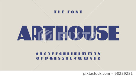 Arthouse style alphabet, vintage art nouveau letters, old avant-garde font for retro film logo. The 60s, and 70s typography, distinct headlines. Vector typographic design 98289281