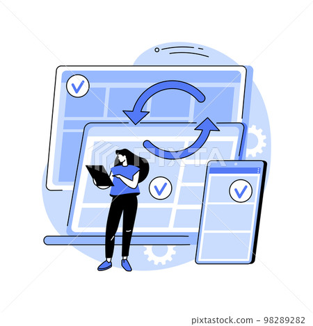 Cross-device syncing abstract concept vector illustration. Cross-device syncing abstract concept vector illustration. 98289282