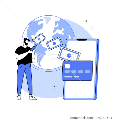 Money transfer abstract concept vector illustration. 98289384