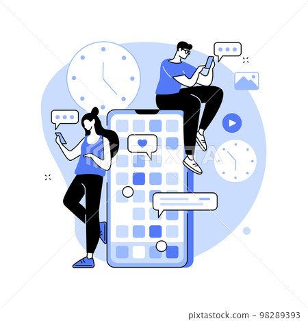 Smartphone addiction abstract concept vector illustration. 98289393