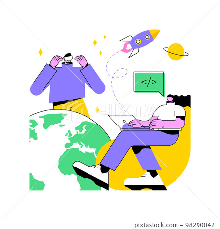 Virtual world development abstract concept vector illustration. 98290042