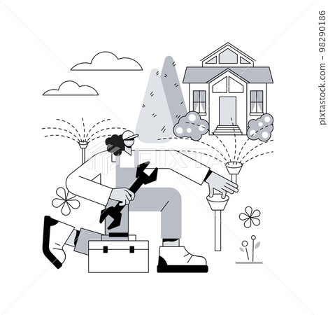 Lawn watering system abstract concept vector illustration. Lawn watering system abstract concept vector illustration. 98290186