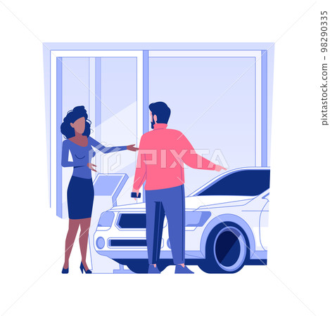 Choosing a car isolated concept vector illustration. 98290335