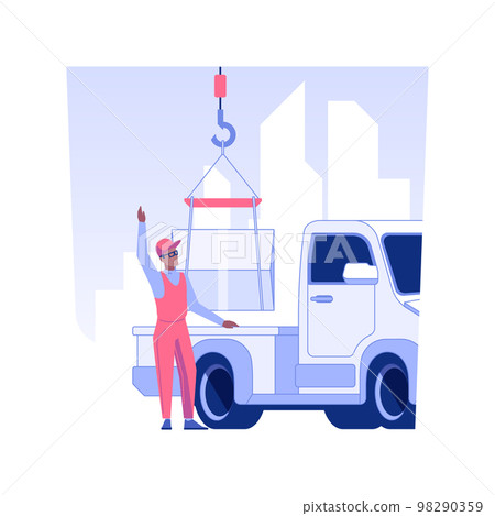 Large object moving isolated concept vector illustration. 98290359