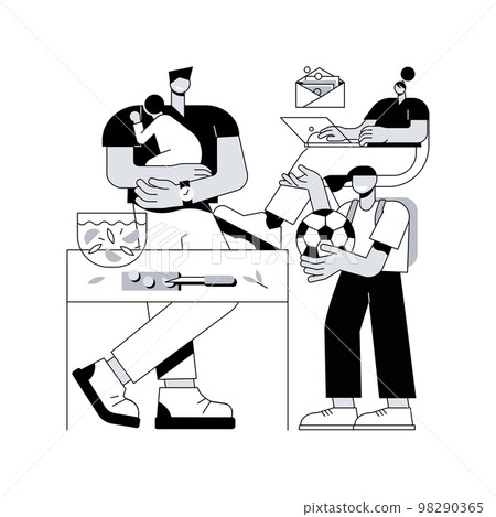 Stay-at-home dads abstract concept vector illustration. 98290365