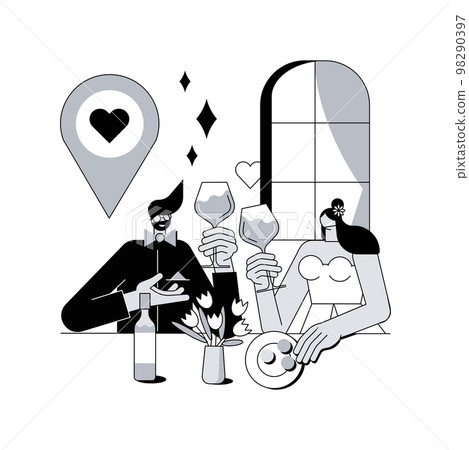 Romantic date abstract concept vector illustration. 98290397