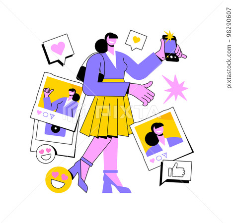 Selfie abstract concept vector illustration. 98290607