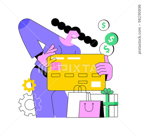Plastic money abstract concept vector illustration. 98290896