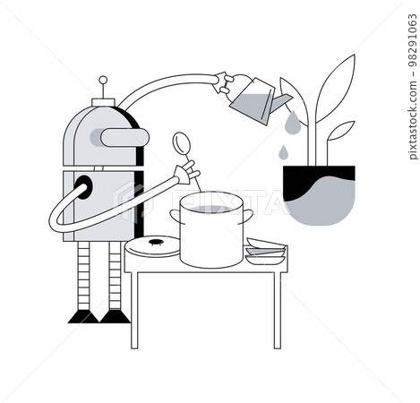 Home robot technology abstract concept vector illustration. Home robot technology abstract concept vector illustration. 98291063