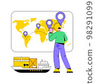 Ship tracking abstract concept vector illustration. 98291099