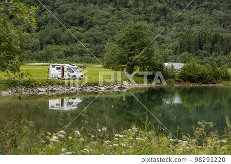 Family vacation travel RV, holiday trip in motorhome 98291220