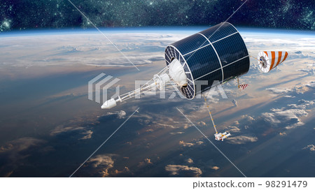 Space satellite over the planet earth Space satellite over the planet earth 98291479