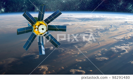 Space satellite over the planet earth 98291480